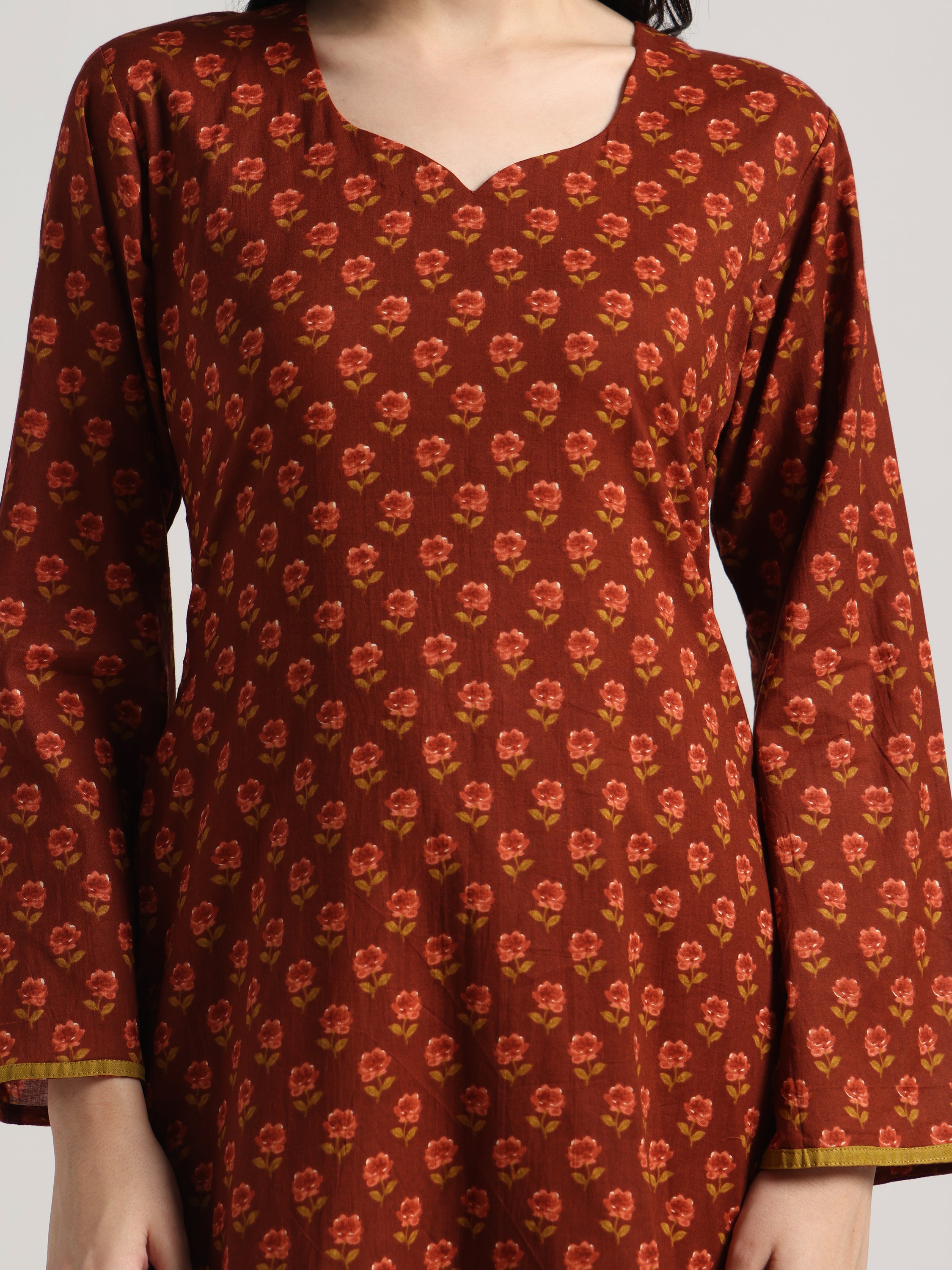 Rust back adjustable kurti