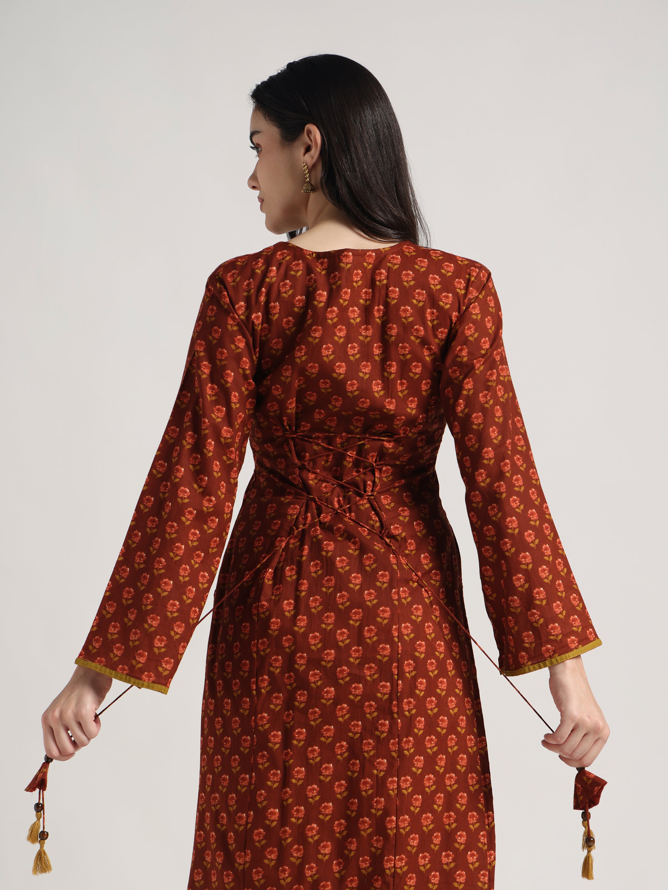 Rust back adjustable kurti