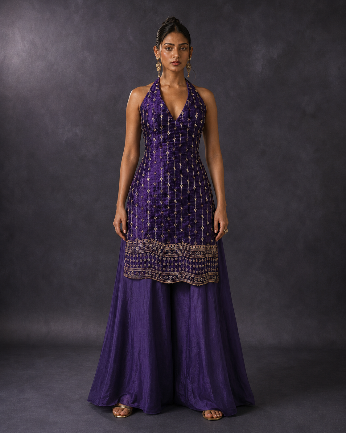 Zohra | Sequin Embroidered Halter Kurta