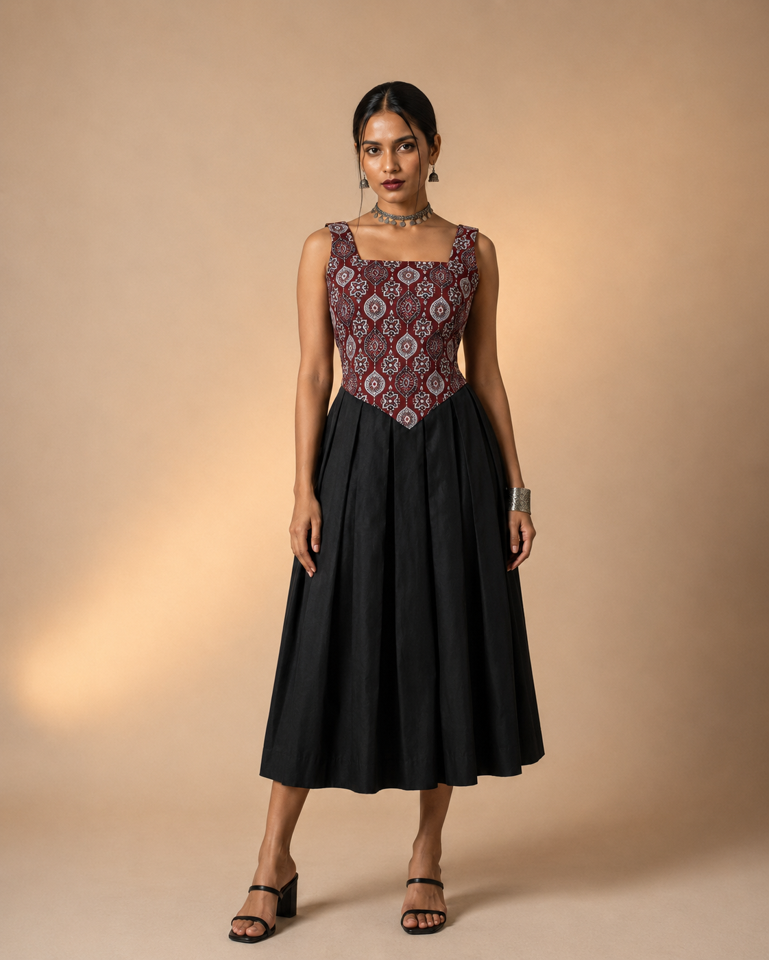 Rooh | Ajrakh Handblock Corset Dress