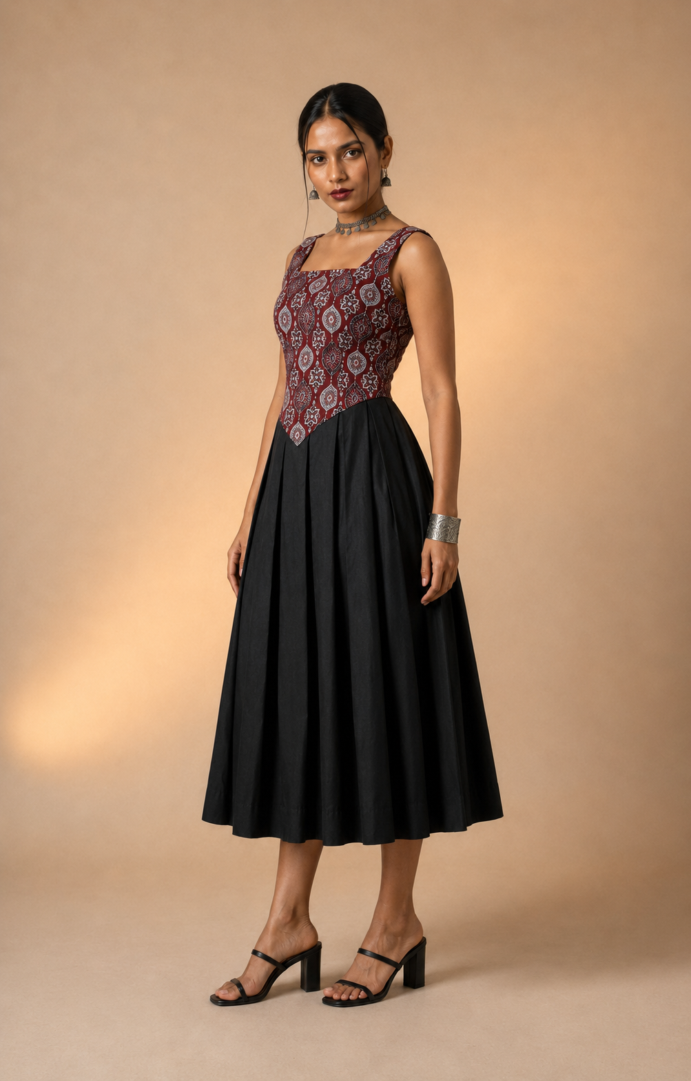Rooh | Ajrakh Handblock Corset Dress