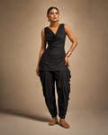 Ahana Cowl Corset Kurti | Black