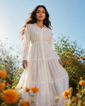 Mihika White Mul Cotton Maxi Dress