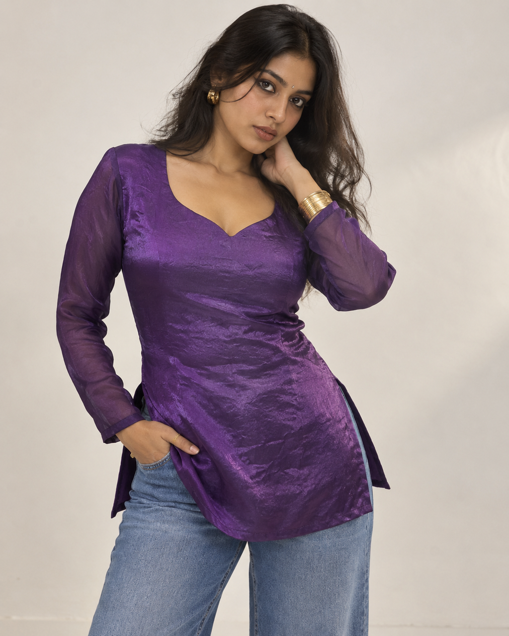 Naaz | Purple Corset Back Kurti