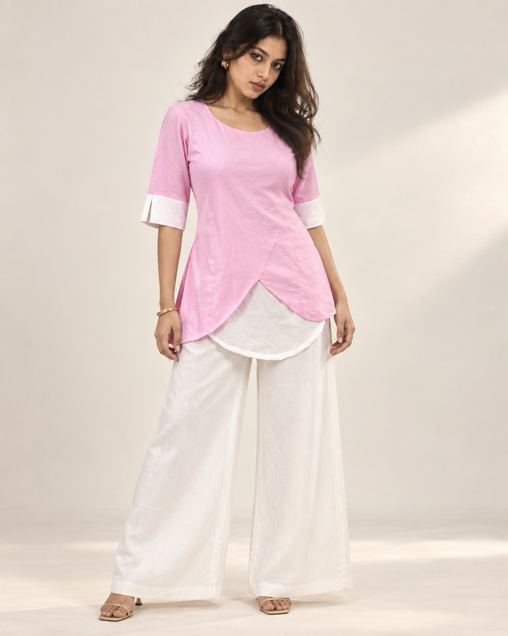 Gulnaar Petal Kurti – Baby Pink