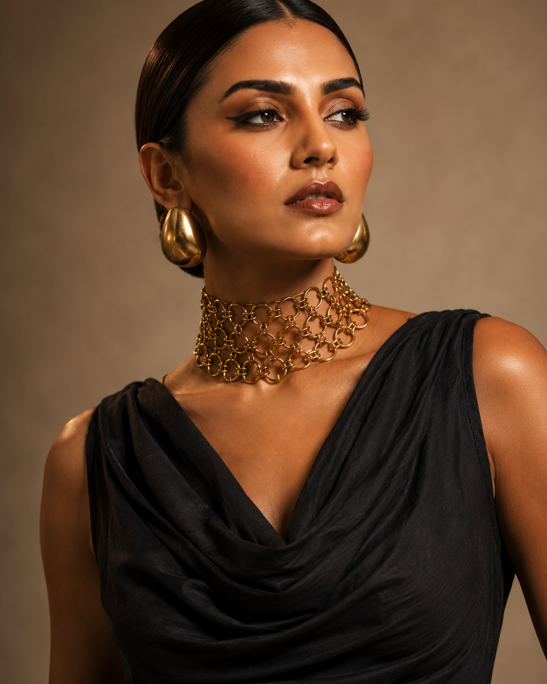 Ahana Cowl Corset Kurti | Black