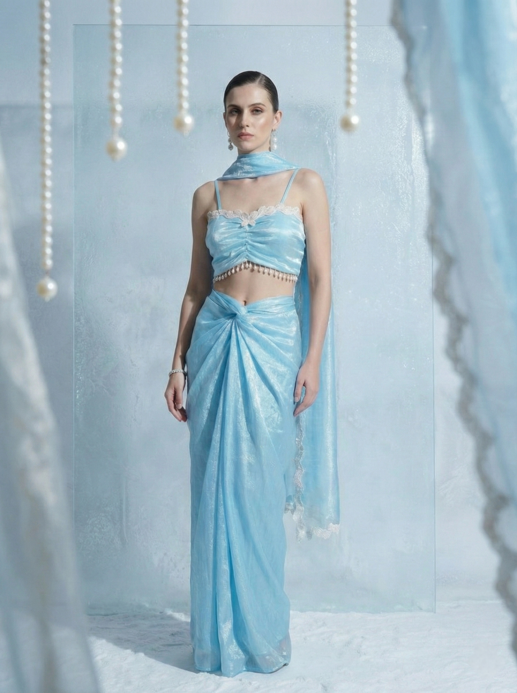 Apsara Frost Drape Skirt Set