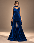 Ziya | Royal Blue Ice Velvet Sharara Set